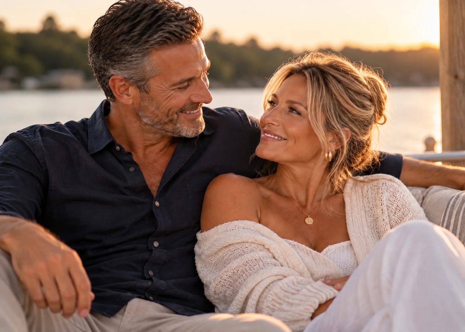 A couple spending time together by the water